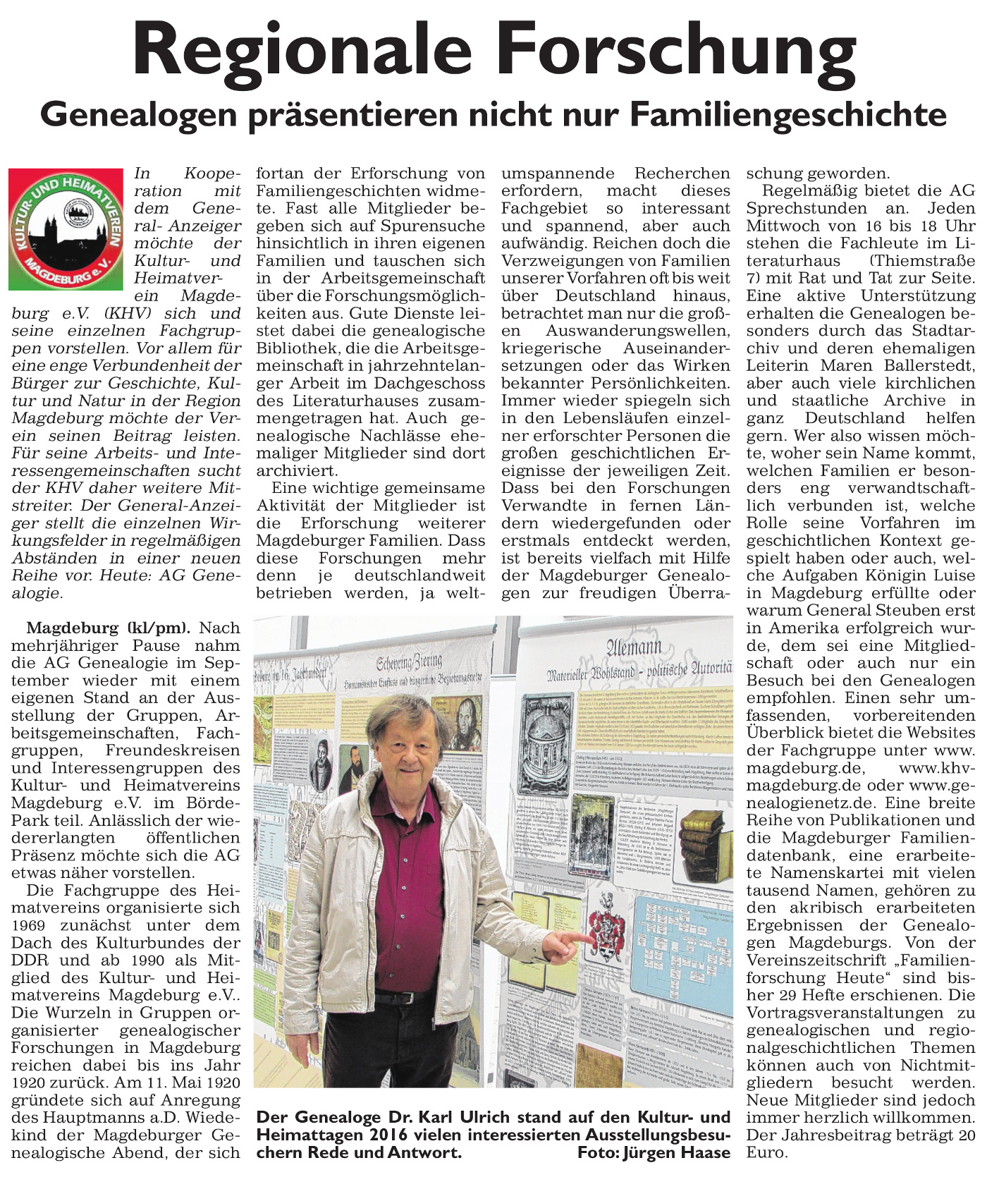 Bericht im General-Anzeiger Magdeburg über die AG