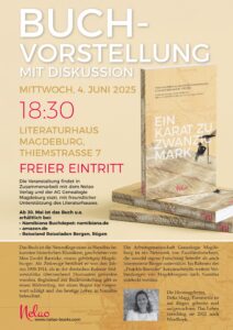 Ankündigung zur Vorstellung des Buches „Ein Karat zu zwanzig Mark“